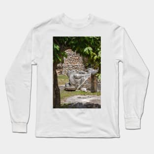 Feathered serpent head carving Long Sleeve T-Shirt